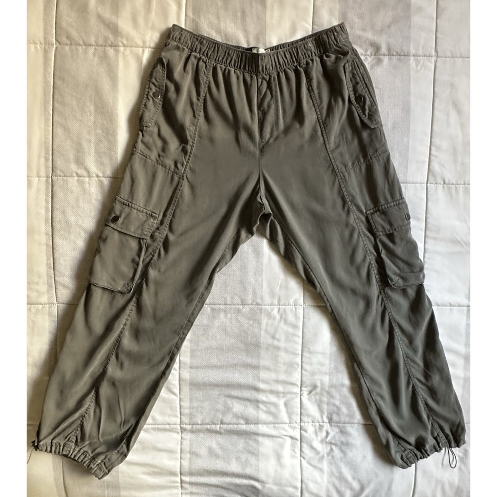 C&C California 100% Lyocell Cargo Pants Olive Green Lightweight Size Large